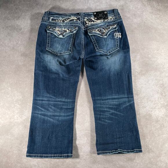 Miss Me Denim - Y2K Miss Me Embellished Dark Wash Denim Capri Pants